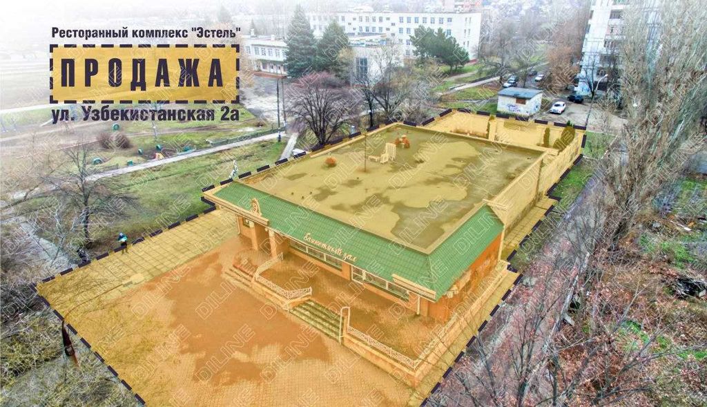 Будівля з огородженою територією на Правому березі