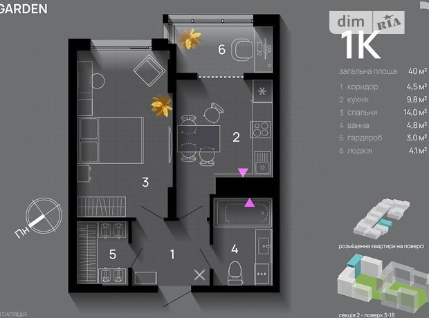 1-кімн. квартира, 40 м², вул. Хриплинська